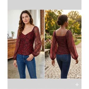 Parker Puff Sleeve Blouse Sz S Silk Sheer Ruched regency romantic ethereal fairy